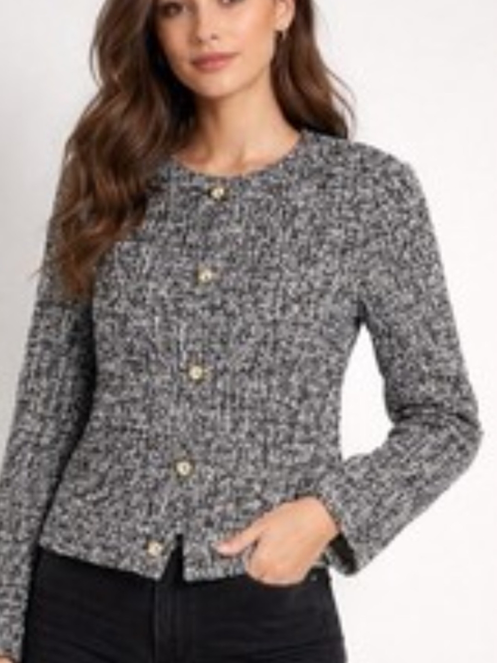 Rachel Zoe Gray Button-Front Sweater Size Medium NWT